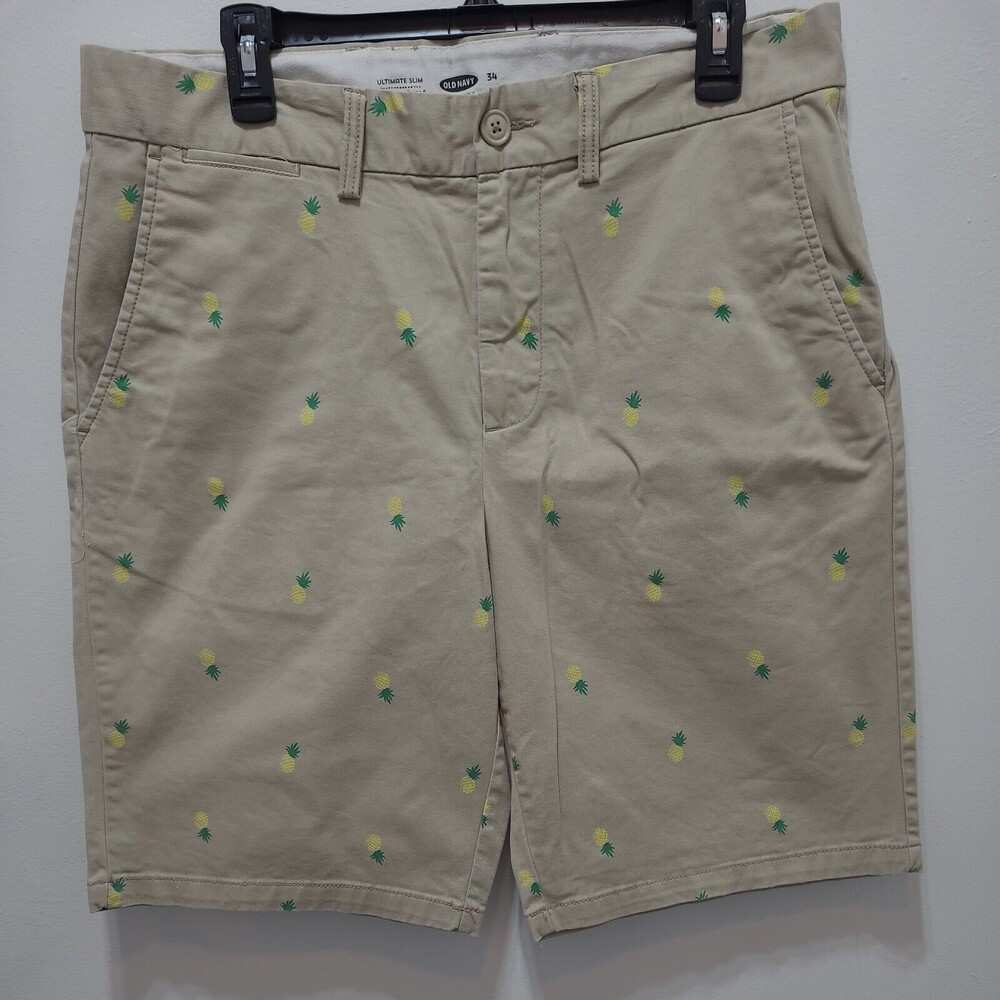 Old Navy Pineapple Khaki Mens ultimate slim Shorts 34 (Actual 36)